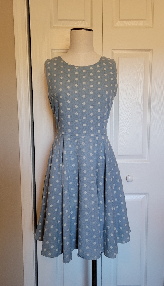 Chambray polka dot mini dress